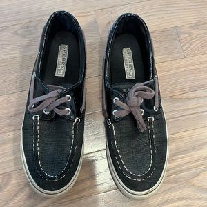 Black sparkly sperries